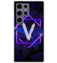 Galaxy S24 Ultra Kılıf HD Desen Baskılı Kılıf - Dark Neon Yaprak V Harfi