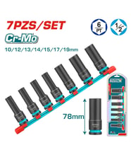 TOTAL 7 PARÇA 1/2” ALTI KÖŞE DARBELİ DERİN LOKMA SETİ THKISD12073L