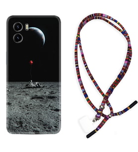 Vivo Y15S Y32 Y33S Y51 Y53S Kılıf Boyun Asklı Rasta Silikon Astronoot Red Baloon 1608