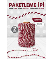 Paketleme ipi / Bağlama İpi /İki  Renkli İp Mürdüm Beyaz Renk 200 mt-KP087 (Renksiz)