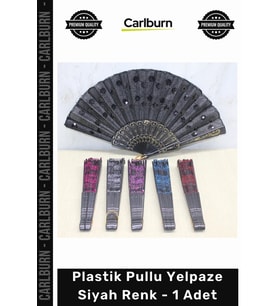 #Yelpaze Kaliteli Şık Dekoratif El Tipi Hafif Dayanıklı Parlak Zarif Plastik Pullu Yelpaze Siyah