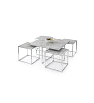 Kares 4 Zigonlu Orta Sehpa Metal Krom 90x90x47cm (Beyaz)
