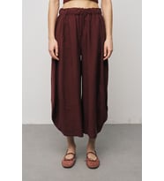 Kadın Beli Lastikli Düz Renk Modern Şalvar Pantolon (Bordo)