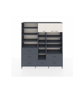 Hyperion Dolap 17 Raflı 6 Çekmeceli 3 Kapaklı 220x44x243 Antrasit-Aytaşı/Antrasit