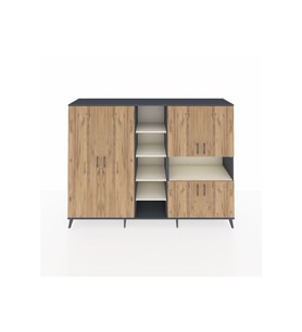 Hyperion Dolap 13 Raflı 6 Kapaklı 220x44x163 Antrasit-Çam/Aytaşı