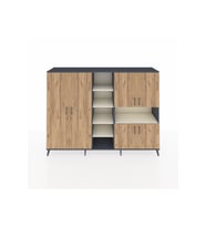 Hyperion Dolap 13 Raflı 6 Kapaklı 220x44x163 Antrasit-Çam/Aytaşı