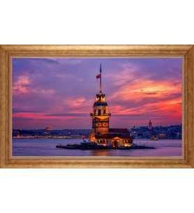 EV İŞYERİ OFİS İÇİN ALTIN ÇERÇEVELİ PASPARTULU TABLO S762