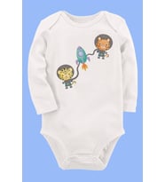 Organik Baskılı Pamuklu Unisex Bebek Body UZUNE276