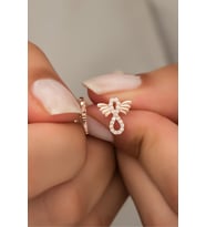 925 Ayar Gümüş Minik Rose Kanatlı SonsuzlukKüpe