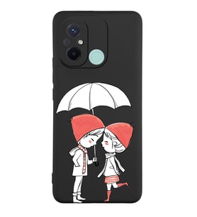 Xiaomi Redmi 12c Uyumlu Lansman Kılıf Aşk Tasarımlı İçi Kadife Kapak-Siyah (Şeffaf)