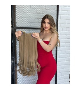 PerukAvm Luxury Geniş Dalgalı Yarımay+2 Yan Çıtçıt KüllüSarı