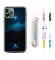 Apple iPhone 11 12 13 14 Pro Max Kılıf Kablo Koruma Spiral Silikon Gece 1633