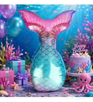 Deniz Kızı Kuyruk Folyo Balon 85x52 CM Doğum Günü Parti Dekorasyonu