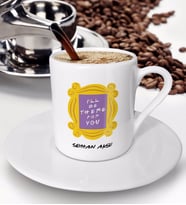 BK Gift Kişiye Özel İsimli Friends Kapı Çerçevesi Tasarımlı Türk Kahvesi Fincanı - Model 1