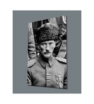Miyrem Glasses Collection -A1^#  Siyah Beyaz Üniformalı Atatürk Cam Tablo (Çok Renkli)