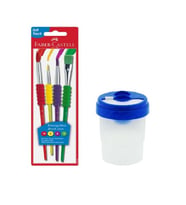 Fırça Seti 4 lü ve Fırça Temizleme Kabı 1 Adet Faber Castell Fırça Takımı  (Karışık)