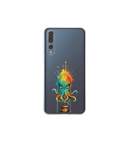 Huawei P20 Pro ile uyumlu Splash ahtapot tasarımlı şeffaf silikon kılıf