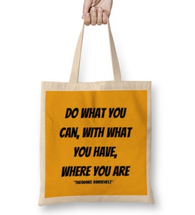 Theodore Roosevelt Quotes Gifts Vintage Retro Rainbow Style Bez Çanta Uzun Saplı