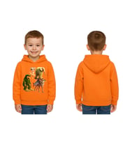 Unisex Brainrot Baskılı Çocuk Swaetshirt Kapüşonlu 3 İplik Şardonlu (Turuncu)