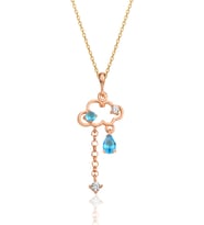 Gümüş rose akuamarin ve zirkon taşlı bulut kolye SGTL12349ROSE