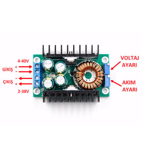 XL4016 40V 5A Ayarlanabilir Güç Kaynağı ( Voltaj Düşürür )