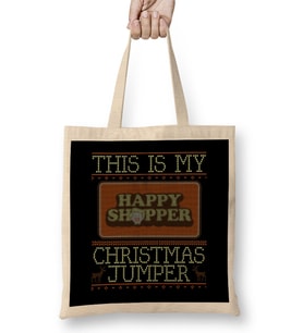This Is My Happy Shopper Christmas Jumper Bez Çanta Uzun Saplı