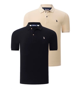 İKİLİ SET T8561 DEWBERRY ERKEK TSHIRT-BEJ-SİYAH (Karışık)