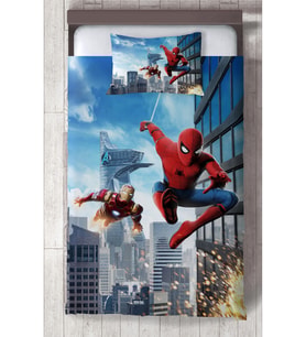 MEKTA HOME BEBEK VE ÇOCUK ODASI Iron Man ve Spider Man Desenli Yatak Örtüsü