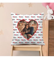 Kişiye Özel Baskılı I Love You Kalp Desen Yastık 37 cm (Beyaz)