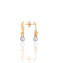 Gümüş rose inci ve zirkon taşlı dalga küpe SGTL12315ROSE