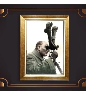 Özel Seri Paspartulu Çerçeveli Atatürk Tablo l117 (Gold)