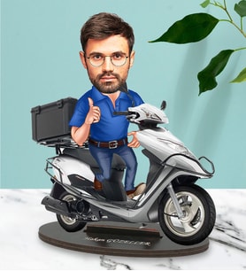 Kişiye Özel Motorcu Kurye Tasarımlı Karikatür Biblo