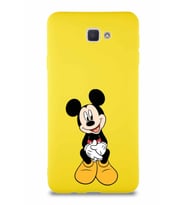 Samsung Galaxy J7 Prime Soft Premier Kapak Mickey Mouse-A Tasarımlı Silikon Kılıf - Sarı (Şeffaf)