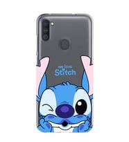 Samsung Galaxy M21 Uyumlu We Love Stitch Desenli Şeffaf Telefon Kılıfı