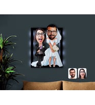 BK Gift Kişiye Özel Sevgililer Karikatürlü 3D Led Işıklı Ahşap Tablo-16