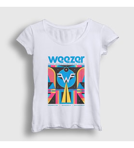 Presmono Kadın Beyaz Poster Müzik Weezer T-Shirt 513373tt