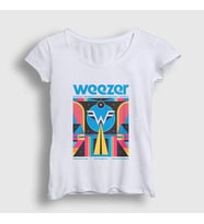 Presmono Kadın Beyaz Poster Müzik Weezer T-Shirt 513373tt