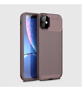 Apple iPhone 11 Kılıf Esnek Soft Karbon Tasarım Legion Serisi (Kahverengi)
