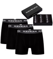 Mavrian Obsidian 3'lü Premium Kutulu Pamuklu Likralı Erkek Siyah Boxer - Damat Bohçası Çeyiz Seti