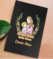 BK Gift Kişiye Özel isimli DTF Anneler Günü Tasarımlı Siyah Sert Kapaklı Defter-2, Anneye Hediye