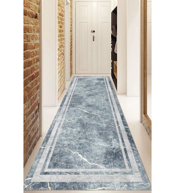 Dijital Baskılı Kaymaz Taban Yıkanabilir Modern Yolluk Ve Koridor Halısı NDU-HT-168 (Gri)