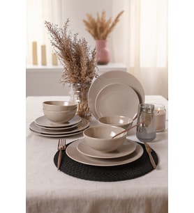 Keramika Taupe Kera Yemek Takımı 12 Parça 4 Kişilik 594