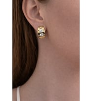 Xuping Oval Zirkon Taşlı 14K Kuyumcu Model Kadın Küpe (Mürdüm)