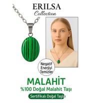 Sertifikalı Malahit Taşı Doğal Taşı Kolye Gümüş Aparat Ağrıları Hafiflet ve Negatif Enerjiyi Yok Et (Çok Renkli)