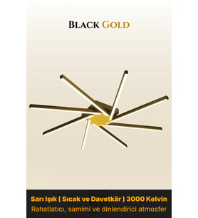Zenit 8 Gold LED Tavan Avize – Kumandalı Dim Edilebilir – Aşağı Işık