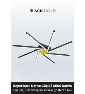 Zenit 8 Gold LED Tavan Avize – Kumandalı Dim Edilebilir – Aşağı Işık