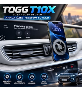 Togg T10X 2023-2024 Araç Içi Premium Telefon Tutucu - Araba Telefon Tutacağı Havalandırma Için