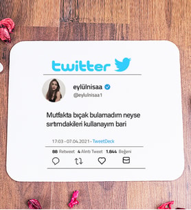 Kişiye Özel Twitter Tasarım Fotoğraflı Mouse Pad