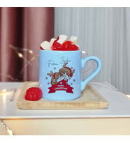 Merry Christmas Tasarımlı Kişiye Özel Mavi Türk Kahvesi Fincanı