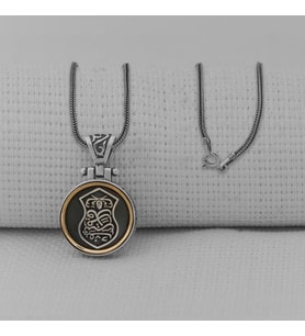Nalı Şerif Ortası Dönen 925 Ayar Erkek Gümüş Kolye